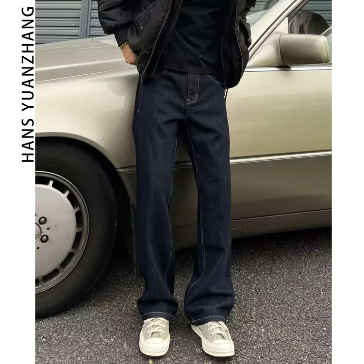 Hans院长 “武士”复古丹宁原色直筒牛仔裤15oz休闲裤男士百搭微喇