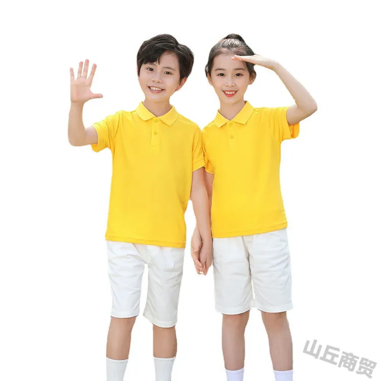 文化衫彩色工作服园服翻领纯色幼儿园班服儿童短袖polo衫活动定制