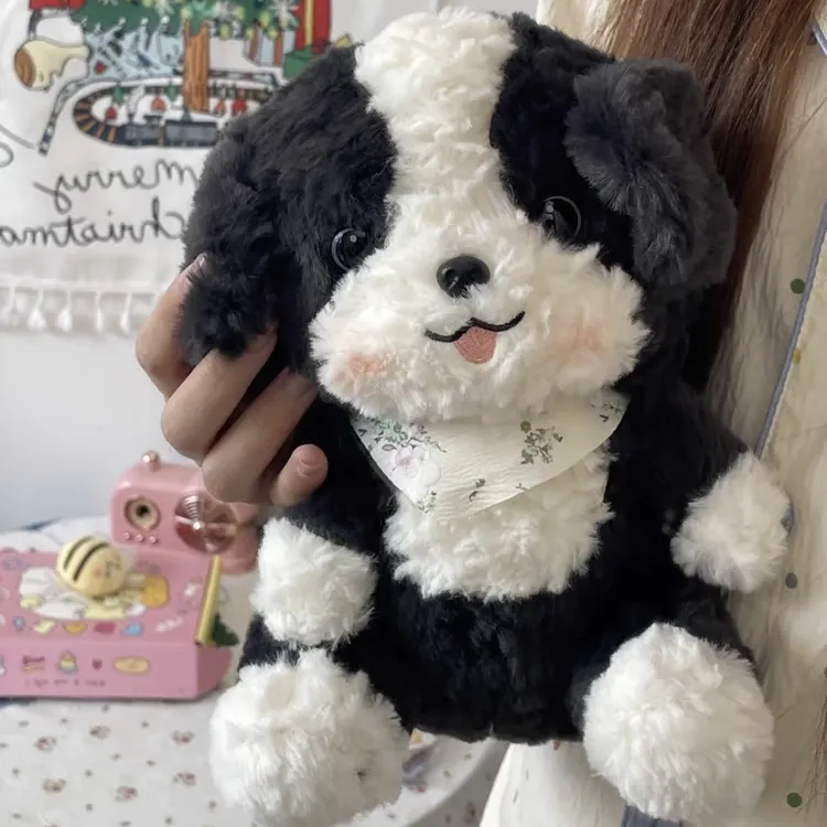 黑色公仔毛绒玩具可爱仿真狗狗玩偶儿童抱枕小狗女生安抚生日礼物