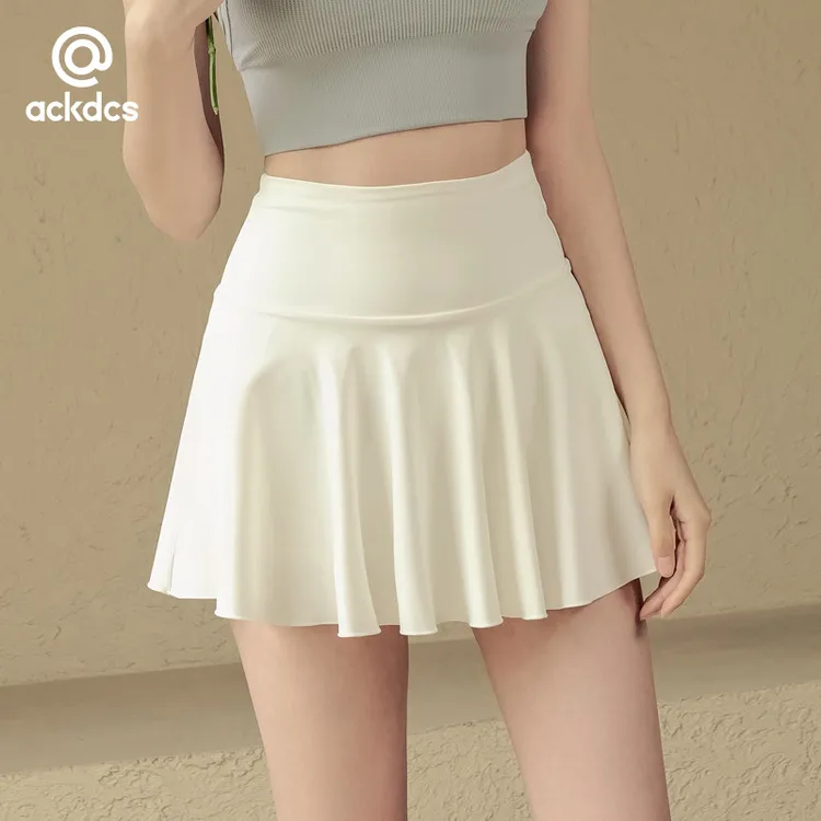 Ackdcs白色瑜伽短裙女防走光网球裙速干高腰健身裙裤2025夏季新款