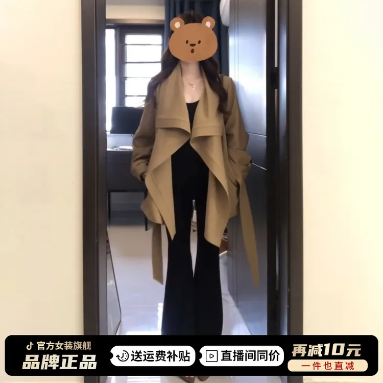 韩系休闲风氛围感女士秋季新款设计感风衣外套简约百搭宽松短大衣