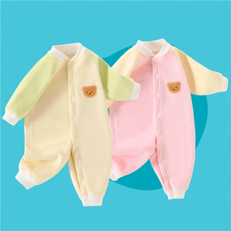 婴儿衣服秋冬季连体衣加绒加厚外出服新生儿保暖睡衣冬装宝宝哈衣