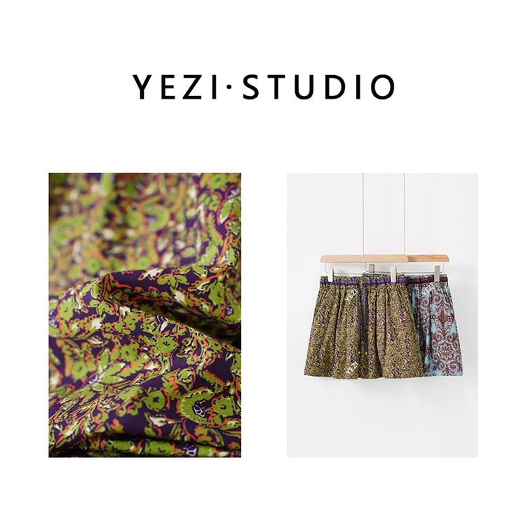 【森呼吸】2025夏季复古假日纯棉印花窄腰抽绳短裤25236070