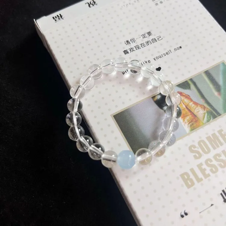 非金属仿水晶手链 赵露思同款白晶转运珠手串手链送女友闺蜜