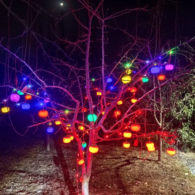 LED柿子灯新款流水彩灯闪灯太阳能柿子灯过年春节庭院房间装饰灯