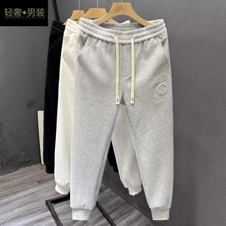 痞帅运动休闲裤新款潮牌男士保暖卫裤秋冬季加绒加厚舒适束脚裤子