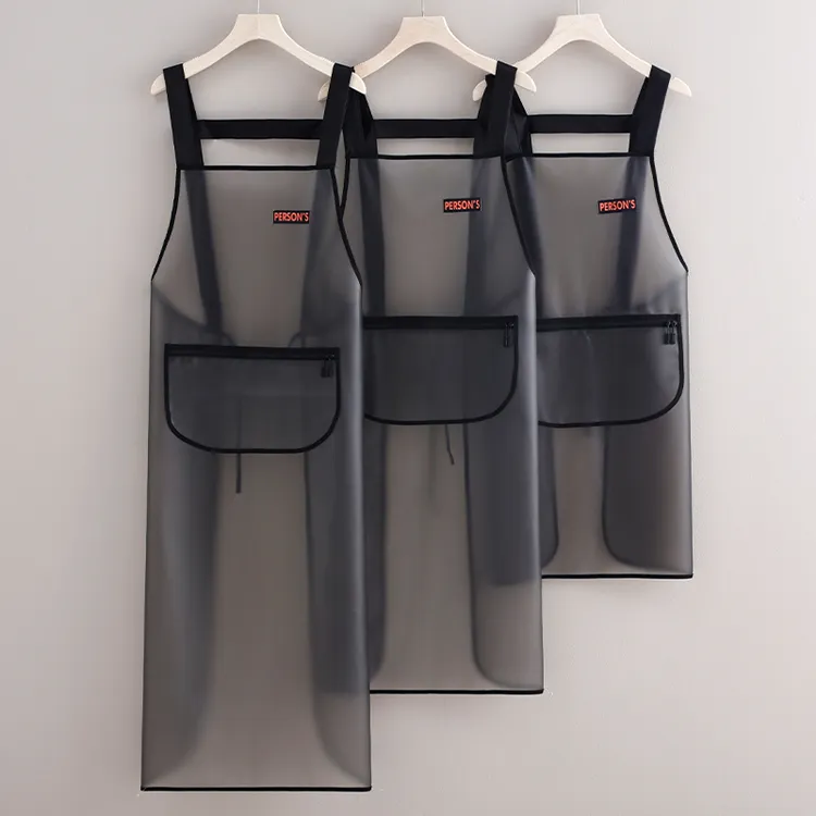 水产上班防水防油长款围裙半透明TPU款时尚简约男女同款工作服
