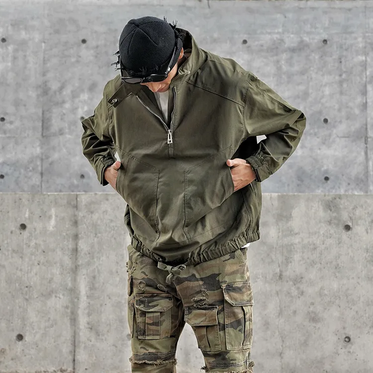 GUNCHILL军潮山系半开领夹克男秋冬2024新款宽松休闲防风工装外套