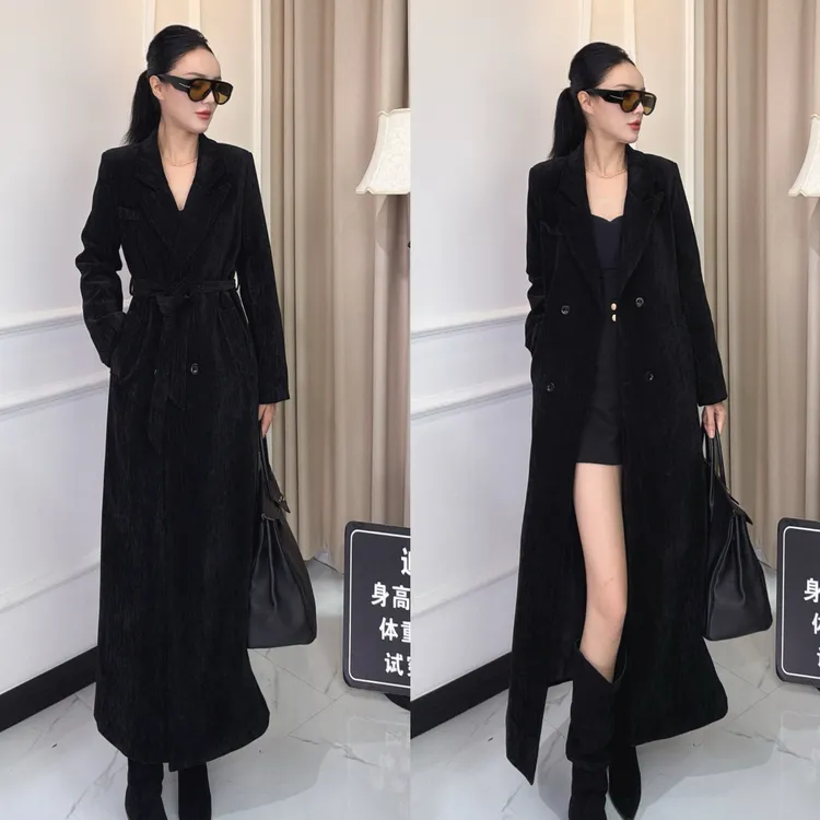 ADLA加厚长款大衣外套西装领高级感显气质设计师款加棉120130