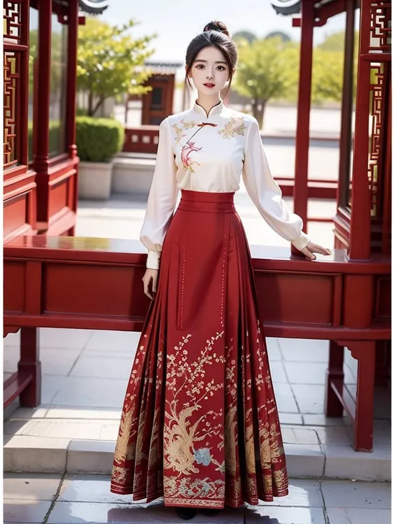 国风复古绣花上衣马面裙套装2025秋季新款设计感小众高级感两件套