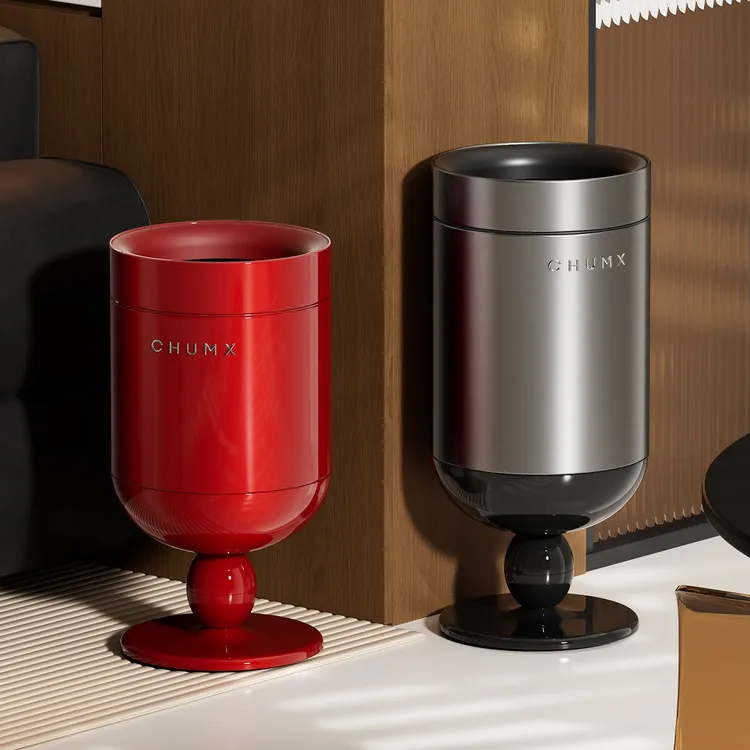 橱明星轻奢红酒杯不锈钢垃圾桶家用大容量客厅大号敞口加厚卫生桶