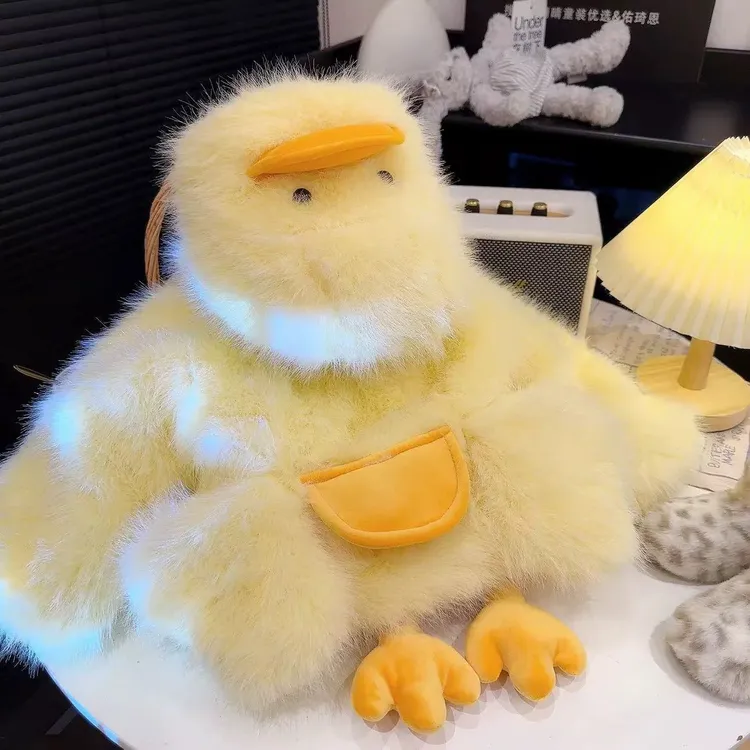 女孩冬季毛茸茸超萌可爱动物小鸭子冬天加厚外套亲子装保暖毛毛衣