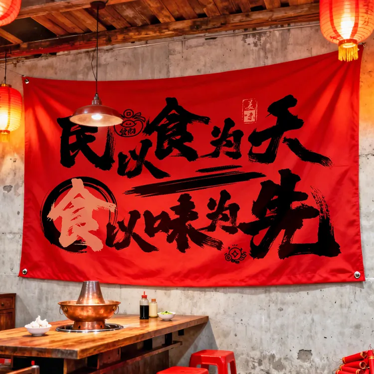 烧烤火锅店书法横幅挂布定制网红餐饮店墙面装饰布氛围感背景布置