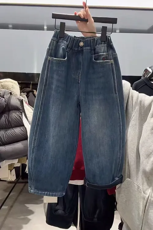 杭州六小六正版BY LIUXIAOLIU秋冬季儿童加绒牛仔裤17958