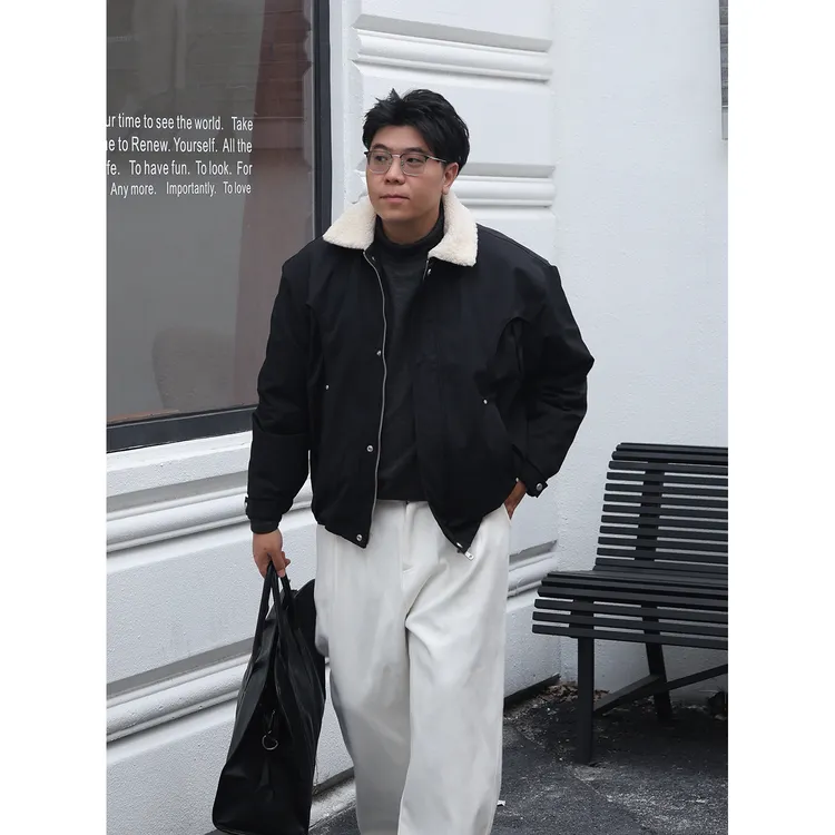 路人社 90白鸭绒短款羽绒服男日常通勤时尚外套秋冬款大码男装