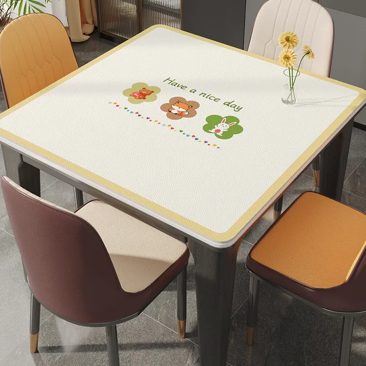 正方形pvc餐桌垫防水防油免洗八仙桌四方桌布轻奢高级感茶几布