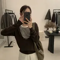 C/7010 韩系简约百搭条纹背心+长袖针织衫两件套 9-23