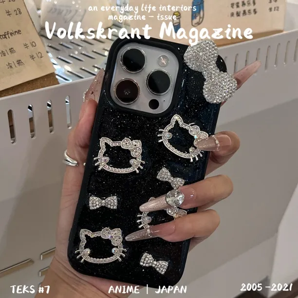 闪钻kitty手机壳适用苹果16手机壳华为荣耀软壳小米滴胶vivo oppo