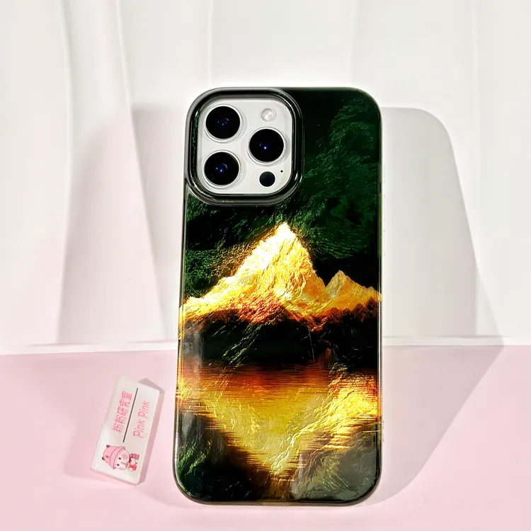 粉粉/ins金箔日照金山 适用iphone16promax/15/14/13苹果手机壳
