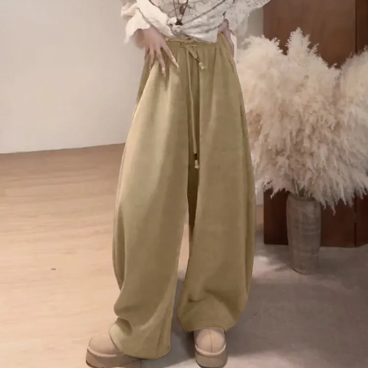 2025年秋冬新款韩系慵懒风休闲裤女时尚潮流百搭宽松简约直筒裤