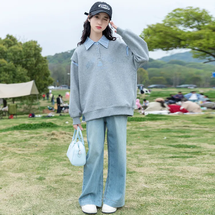 女童秋装套装2025新款洋气春秋季儿童卫衣两件套时髦中大童POLO衫
