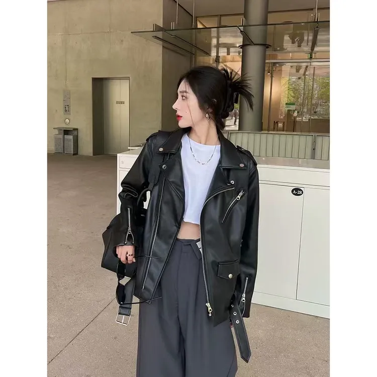 02标准轻职风常规款春秋薄款皮衣时尚外套机车服短款