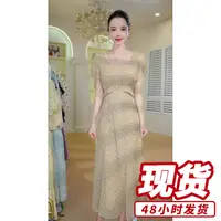 气质波点方领连衣裙25夏季新款超仙减龄A字裙J46062
