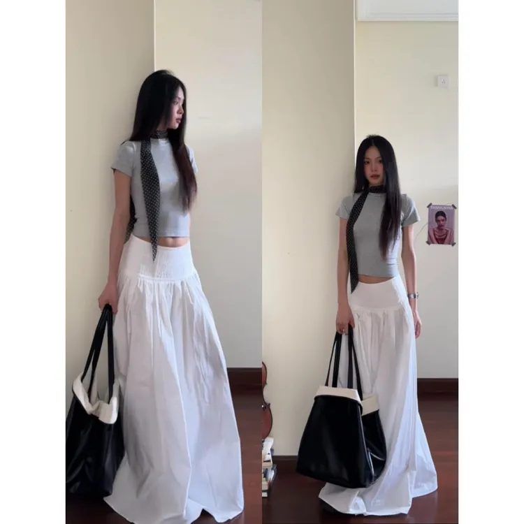 MARIE.COCO韩系修身显瘦收腰甜辣妹短款上衣搭配高腰半身裙两件套