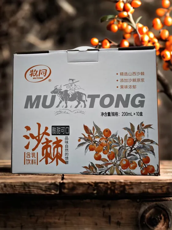 牧同沙棘味含乳饮料200ml*10盒酸甜可口果味浓郁(6月份日期)