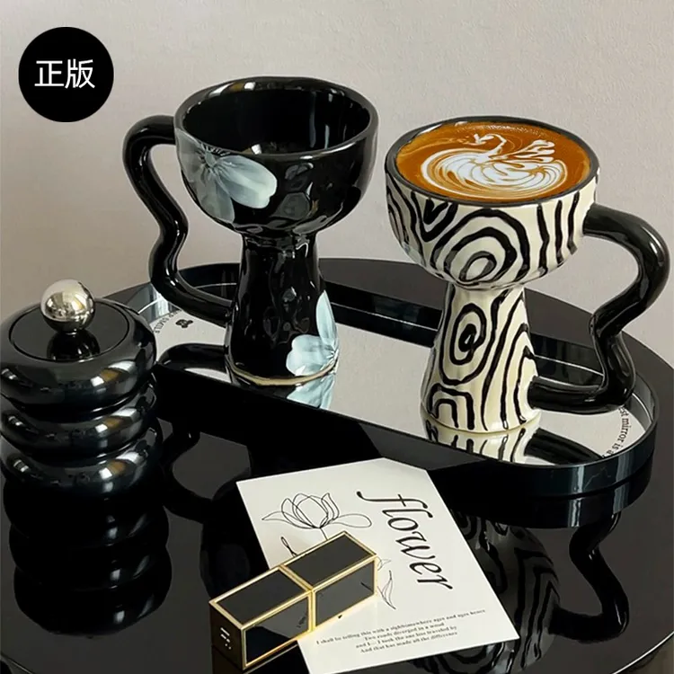 态生活 小众复古风高脚咖啡杯陶瓷 高颜值手工创意艺术甜品雪糕杯商品图