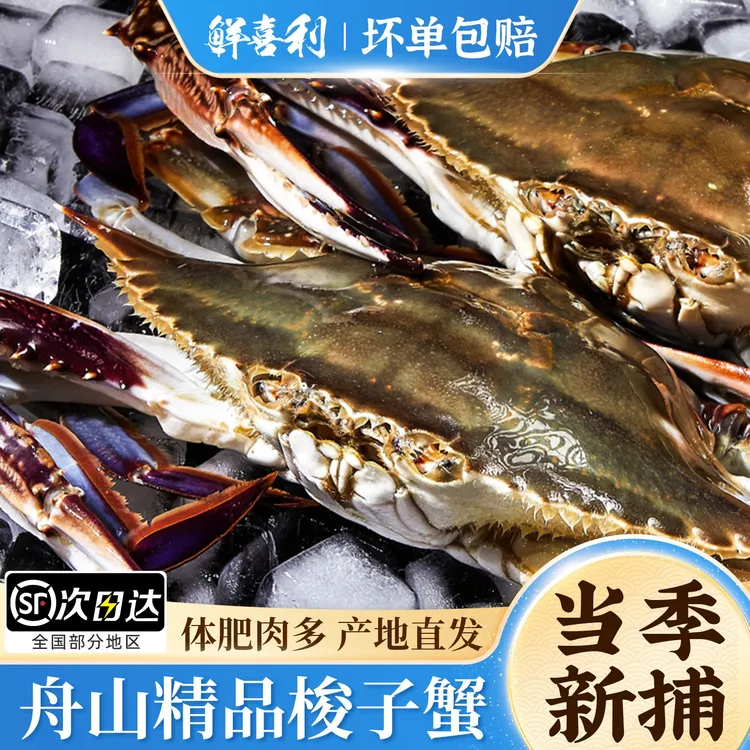 舟山梭子蟹5两左右公蟹多只大蟹3-5斤海鲜螃蟹白蟹【冻蟹】不可蒸煮商品图