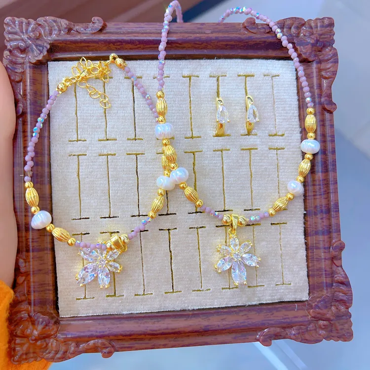 铜合金项链 2267新款三件套首饰耳环项链戒指爆款白搭时尚