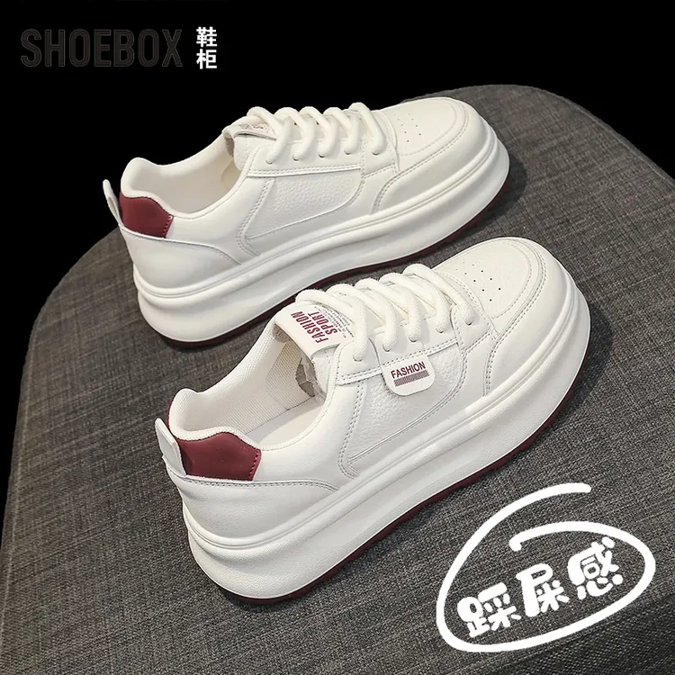 SHOEBOX鞋柜踩屎感厚底板鞋女2025秋季新款学生小白鞋运动鞋女