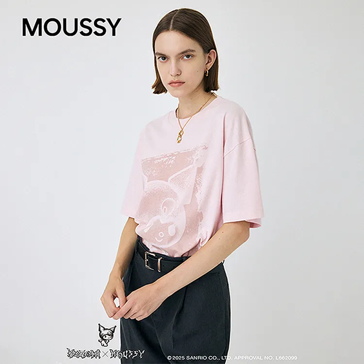 moussy&酷洛米合作款 秋季新品做旧印花短袖T恤010IAF01-5401