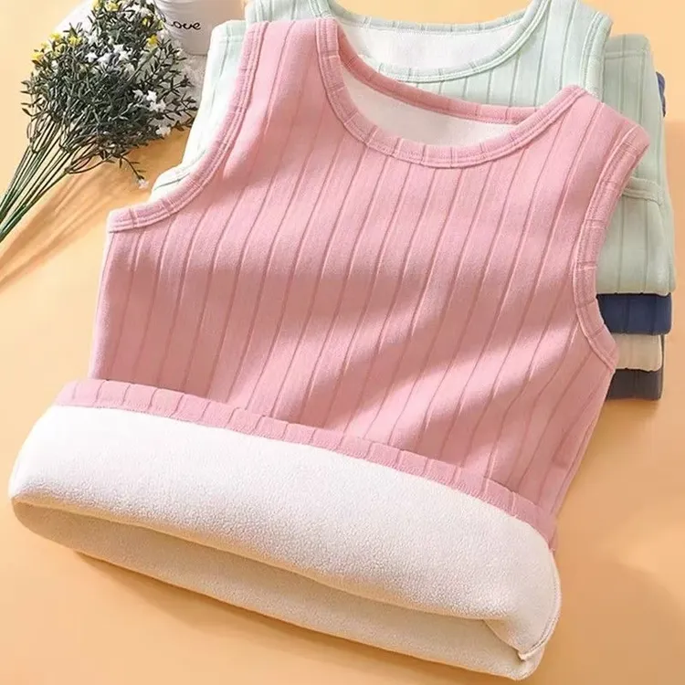 儿童加绒加厚背心男女宝宝保暖贴身内穿秋冬款打底