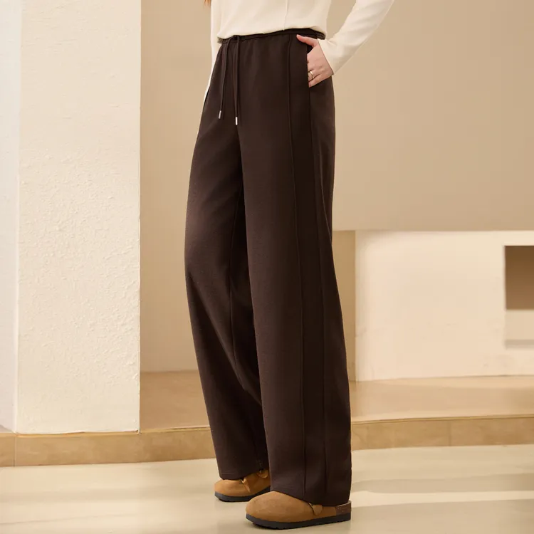 【拖地糯米裤】纤莉秀W大码女装流光风莱赛尔混纺针织阔腿裤QK3552