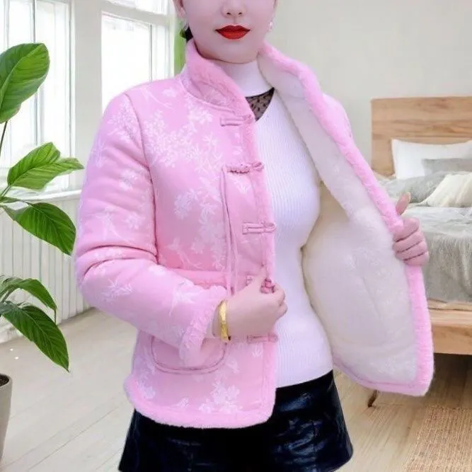 外套棉袄加绒加厚棉衣中式复古国风保暖盘扣新款冬季棉服外套女
