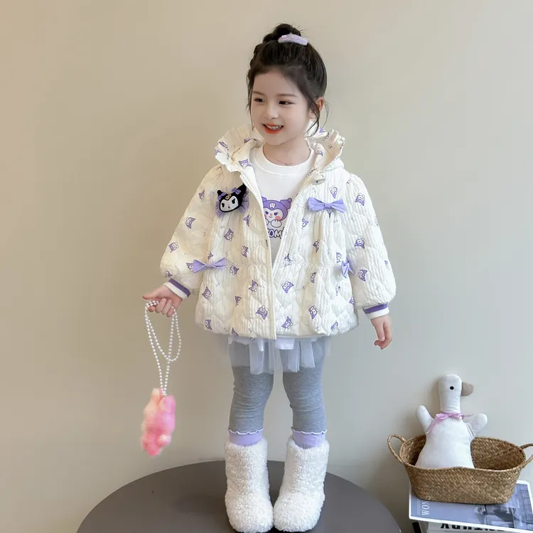 女童甜美卡通加绒外套秋冬季2025新款儿童洋气时髦超好看冬装上衣