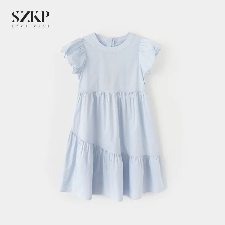 SZKP纯棉泡泡秀拼接连衣裙女童夏季新款儿童洋气长裙BGQX550966
