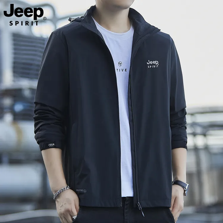 JEEPSPIRIT夹克宽松春季新款帽子可拆卸百搭休闲男大码外套