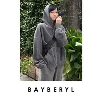 BAYBERY老贝暖呼呼*毛绒厚连帽套装25秋休闲外套NT4H3043-10/2