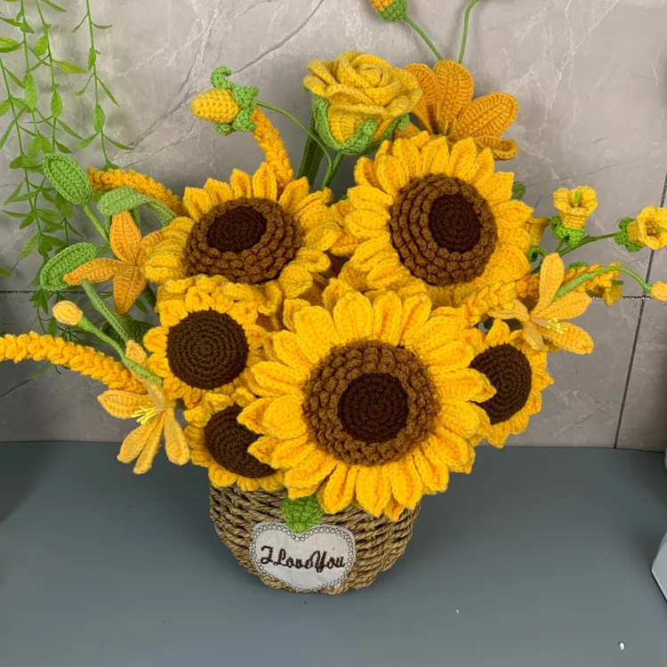 向日葵毛线花钩织