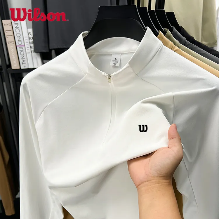 Wilson威尔胜官方秋冬男士PERFORMANCE网球运动半拉链针织长袖T恤