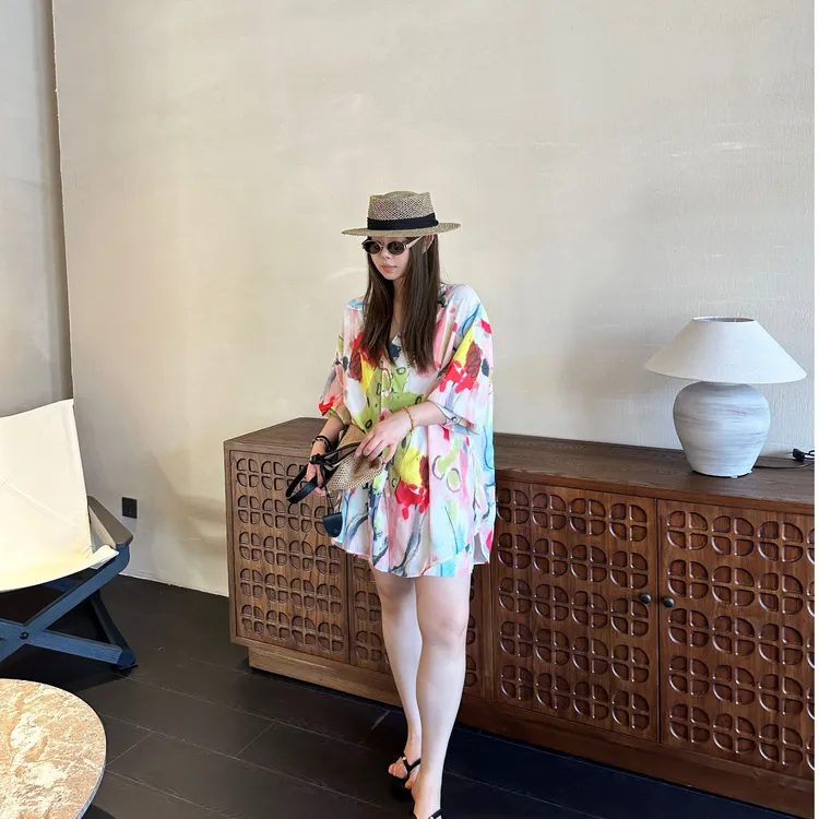 晶咕软软【蒙德里安】时尚彩色涂鸦扎染撞色慵懒风衬衫+短裤