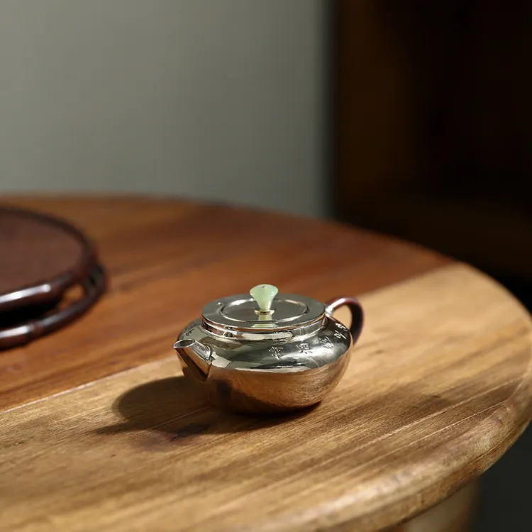 王府银庄银壶纯银999泡茶壶纯手工复古功夫茶壶日式小茶壶 清浅