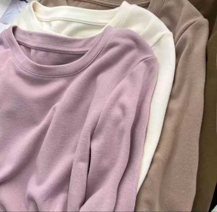 【双面绒】加绒加厚保暖长袖圆领韩系风女T恤秋冬休闲打底衫网红