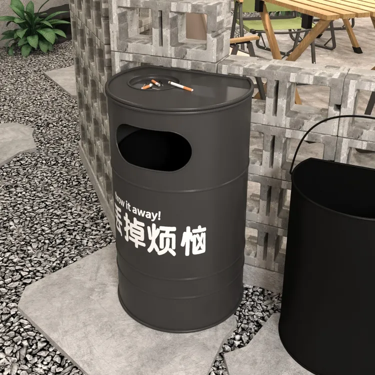 户外露营地垃圾桶工业风庭院创意个性健身房复古可乐罐油桶大号