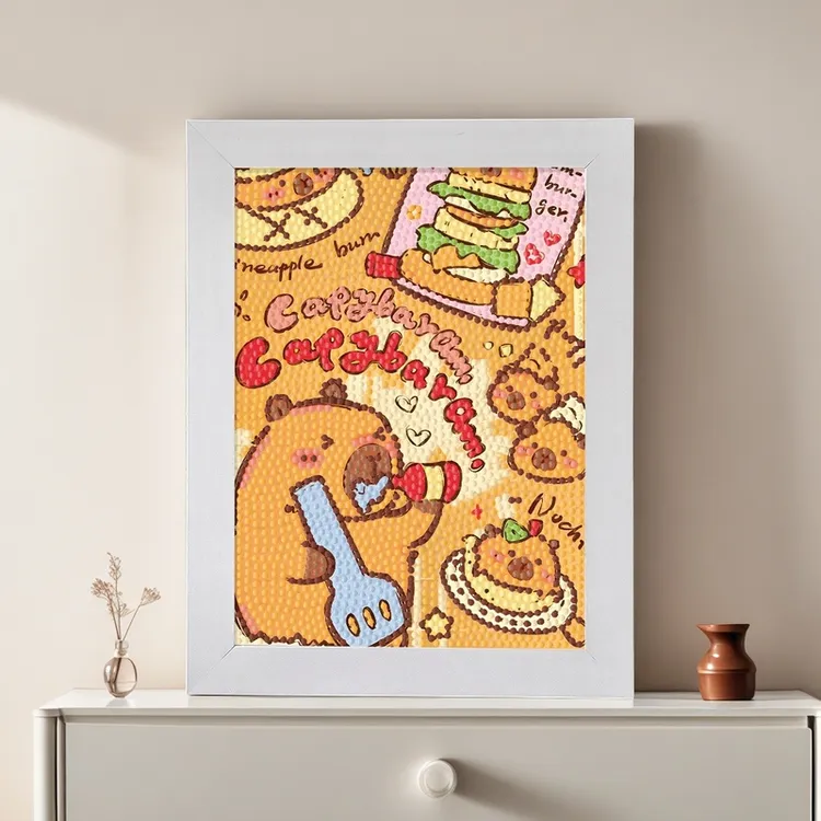 卡皮巴拉钻石贴画diy手工材料包呆萌摆台装饰画儿童玩具生日礼物