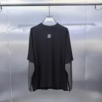 D01-112801-RES春秋款背面字母印花潮流复古假两件设计圆领卫衣