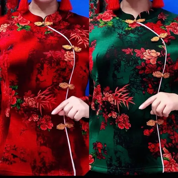 冬季中老年妈妈装立领盘扣加绒保暖宽松复古改良旗袍上衣